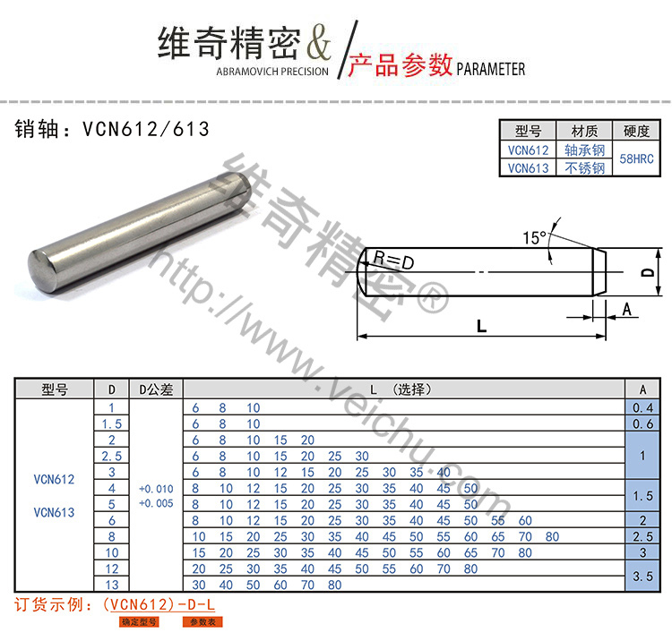 VCN613銷軸規(guī)格表